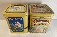 2 x Vintage Colman's Mustard Storage Tins Bundle, Original & Retro Kitchenalia