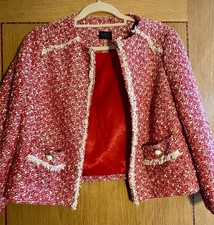 Marks And Spencer Red Fleck Pearl show Button Jacket, Size 12, New without tag
