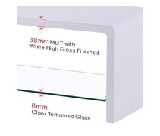 GOLDFAN White Gloss Coffee Table Living Room Table with Glass Storage Modern