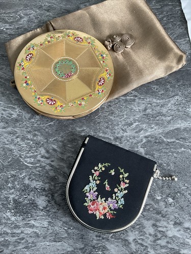 Two vintage compacts floral - vintage,