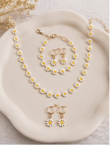 4pcs daisy flower jewelry set - daisy,