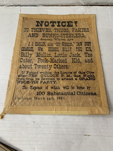 Antique 1881 notice thieves - 1881,
