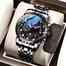 Men's Waterproof Watch Classic Stainless Steel Quartz Luminous Luxury Wristwatch