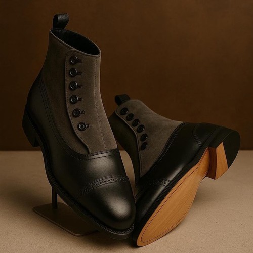 Men handmade grey suede - men's,