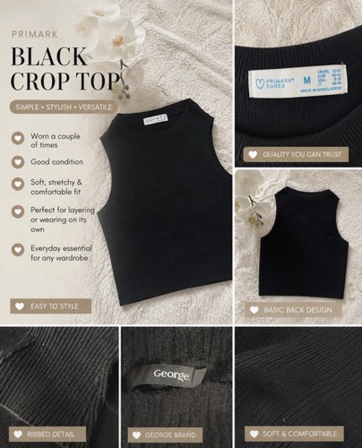 Primark black ribbed knit - primark,