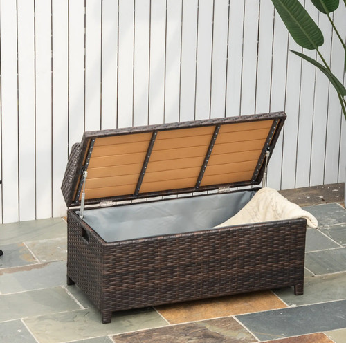 Rattan storage bench - storage, outdoor