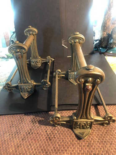Antique brass firedogs - , made