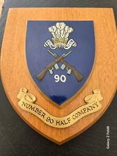 Vintage  Wall Plaque Shield ~ NUMBER 90 HALF COMPANY Royal Welch Regiment Welsh