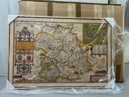 Framed old map shropshire - old,
