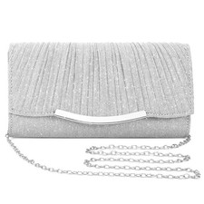 Vintage Women Ladies Evening Clutch Bag Handbag for Prom Wedding Party Silver