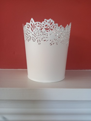 White tin plant pot - white,