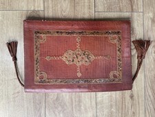 Antique Vintage Handmade Real Leather Document Folder Case Cover Purse