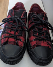 All Star Converse Red Plaid Check Trainers UK 3.5 Unisex
