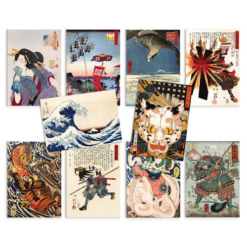 Japanese ukiyo art - art, postcards