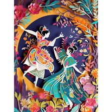 Dancing in a Forest Paper Kirigami Art Nouveau Canvas Poster Picture Wall Art