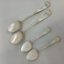 Brazilian Silver Stamped Ornate Spoons x 4 Nickel Silver Vintage -CP 