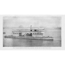 BOER WAR Shallow Draught Gun Boat - Antique Print 1899
