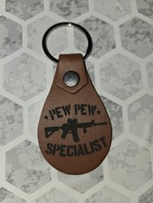 Pew Pew Specialist Leather Keychain