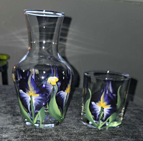 Clear art glass iris floral - clear,