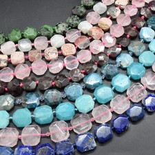 Gemstone Faceted Square Beads