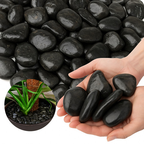 Black polished pebbles - polished,
