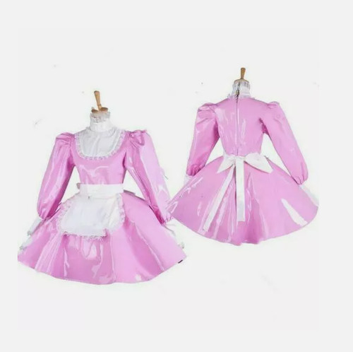 Pink sissy maid locking dress - maid,