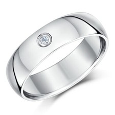 Palladium Diamond Wedding Ring 6mm Heavy Weight Court Shaped Band UK Hallmarked