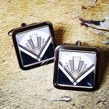 Unique art deco - fan, cufflinks