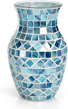 SOUJOY Mosaic Vase, Glass Blue