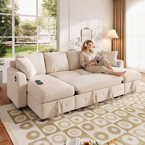 Shaped corner sofa bed - u,