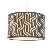 Modern Black Linen Cut Out 35cm Easy Fit Pendant Shade Ceiling Lightshade