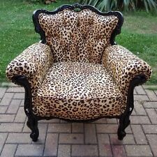 BESPOKE VINTAGE LEOPARD PRINT FRENCH ARM CHAIR