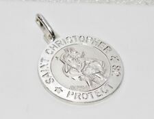 Solid Sterling Silver (925) St Christopher Pendant - 