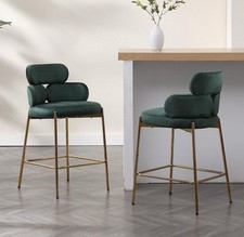 Barstools Kitchen Set of 2 Velvet Breakfast Bar Stools Modern