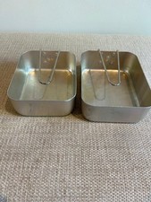 2 x Aluminium Mess Tins Camping Festival Compact Outdoor Cooking Saucepans