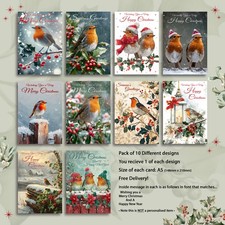 Pack 10 Christmas Cards Robin