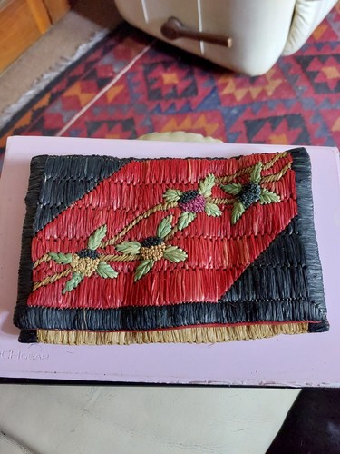 Vintage 1920 raffia envelope - 1920's,