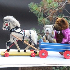 Antique wooden horse - wooden, pull