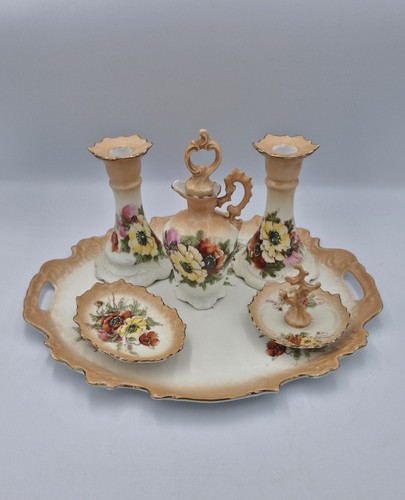 Vintage floral peach vanity - floral,