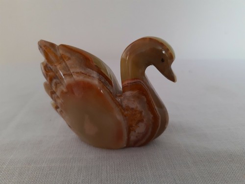 Small onyx swan figurine - onyx, stone