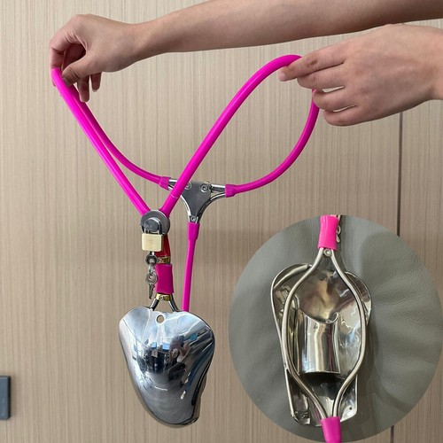 Stainless steel chastity belt - steel,