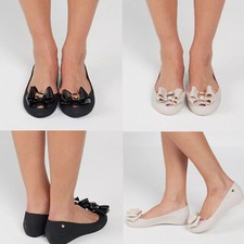 LADIES FLAT PEEPTOE SHOES CASUAL OFFICE JELLY BOW SLIP ON WOMENS BALLERINA PUMPS