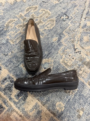 Tod navy patent - navy, leather