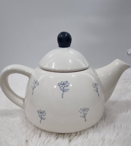 White blue floral - blue, ceramic