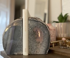 Stunning pair of 100% natural Polished AgateCrystal heavy stone book ends