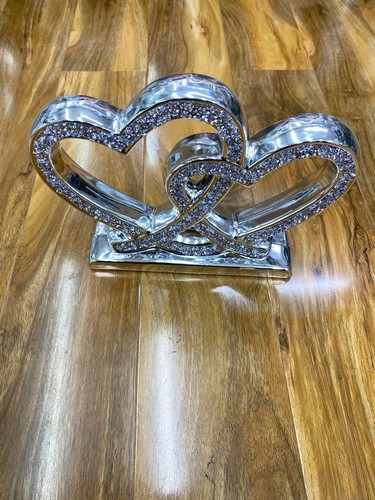 Silver double heart sparkle - heart,