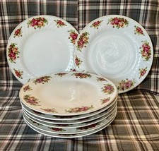 Set of  8 Royal Norfolk Old Country Roses Dinner Plates, 26.5cm 10 inches A505