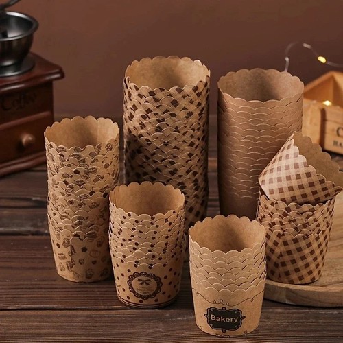 50pcs brown paper muffin - brown,
