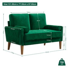 2 Seater Velvet Sofa with 2