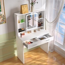 Dressing Table w/ LED Lights Mirror Drawers Adjustable Rack Vanity Makeup Desk i